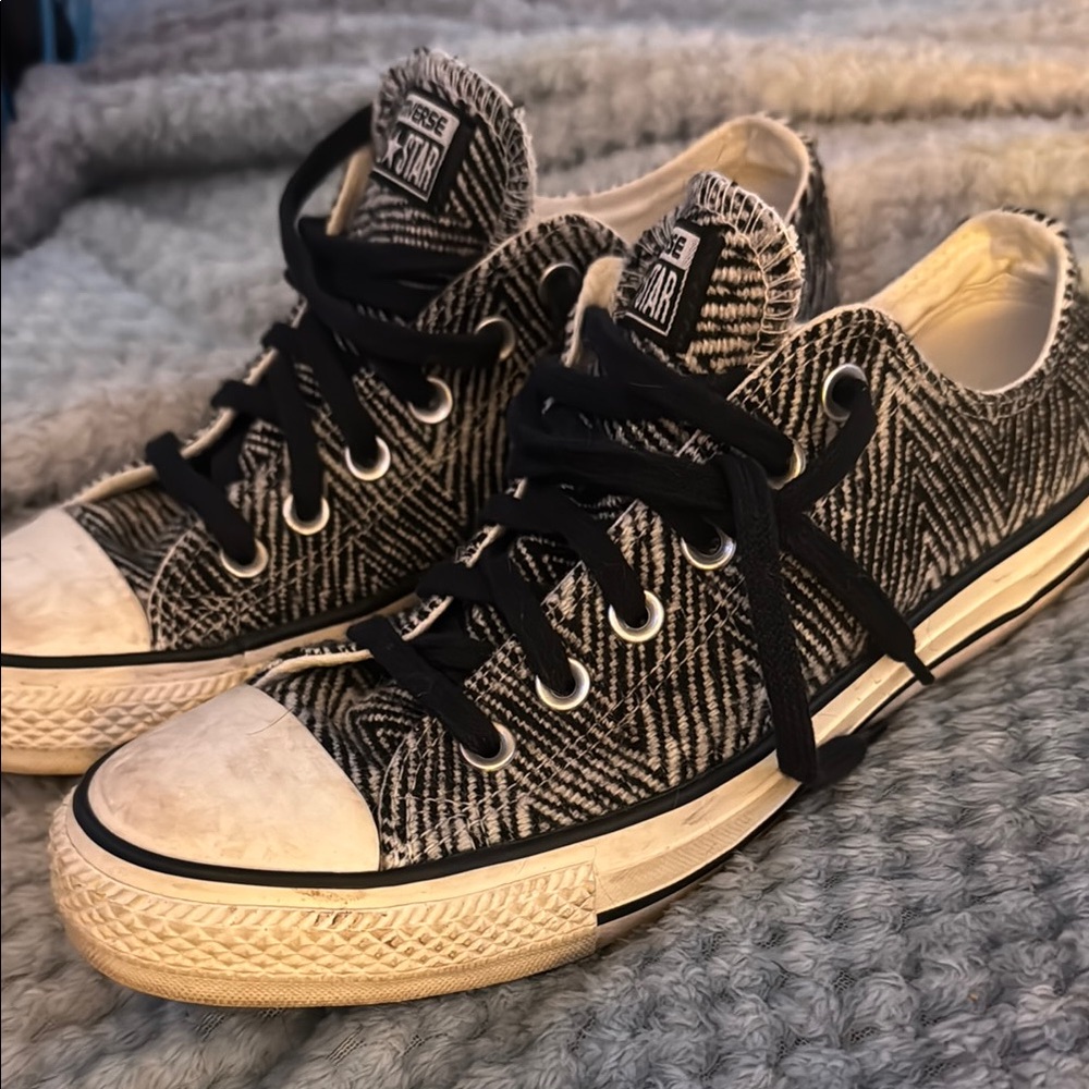 Converse Black and White Herringbone Sneakers